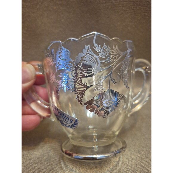 VTG Silver City Glass Co Sterling Silver Overlay Flanders Poppy Sugar & Creamer - Picture 4 of 16